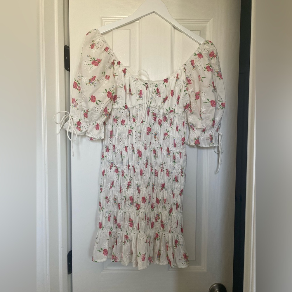 William B Puff Sleeve Floral Mini